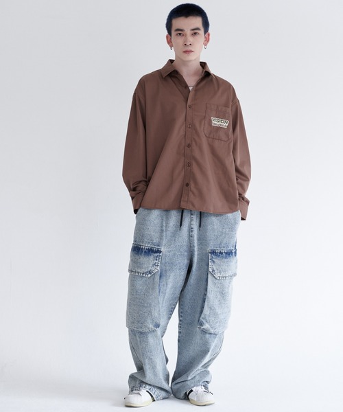 VISION STREET WEAR(ヴィジョンストリートウェア)の「Ghost shirt / 異素材ロゴゴーストシャツ(シャツ/ブラウス・メンズ・ブラック/オフホワイト/ブラウン・MEDIUM/LARGE/X-LARGE)」の4枚目の写真