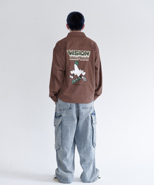 VISION STREET WEAR(ヴィジョンストリートウェア)の「Ghost shirt / 異素材ロゴゴーストシャツ(シャツ/ブラウス・メンズ・ブラック/オフホワイト/ブラウン・MEDIUM/LARGE/X-LARGE)」の5枚目の写真