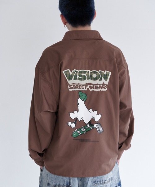 VISION STREET WEAR(ヴィジョンストリートウェア)の「Ghost shirt / 異素材ロゴゴーストシャツ(シャツ/ブラウス・メンズ・ブラック/オフホワイト/ブラウン・MEDIUM/LARGE/X-LARGE)」の7枚目の写真