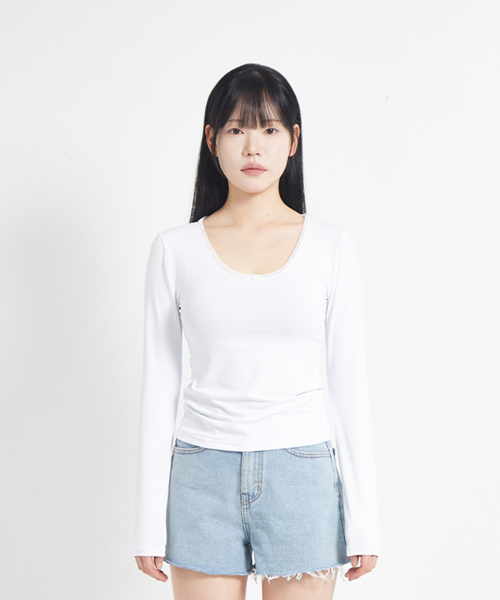 COTTONREBIRTHCLUB（コットンリバースクラブ）の「レースベビーTシャツ（ホワイト）（Tシャツ/カットソー・レディース・その他・FREE）」の2枚目の写真