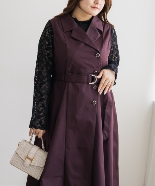CLETTE(クレット)の「ジレ風ベルト付きワンピース(ワンピース・レディース・ネイビー/カーキ/ワイン・LL/3L/4L)」の11枚目の写真