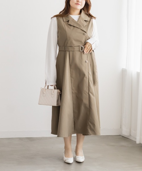 CLETTE(クレット)の「ジレ風ベルト付きワンピース(ワンピース・レディース・ネイビー/カーキ/ワイン・LL/3L/4L)」の6枚目の写真