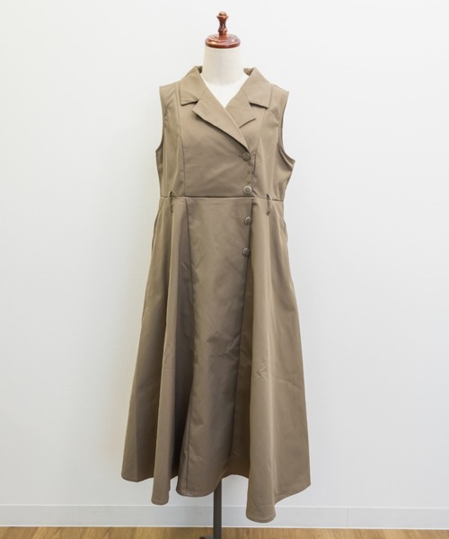 CLETTE(クレット)の「ジレ風ベルト付きワンピース(ワンピース・レディース・ネイビー/カーキ/ワイン・LL/3L/4L)」の15枚目の写真