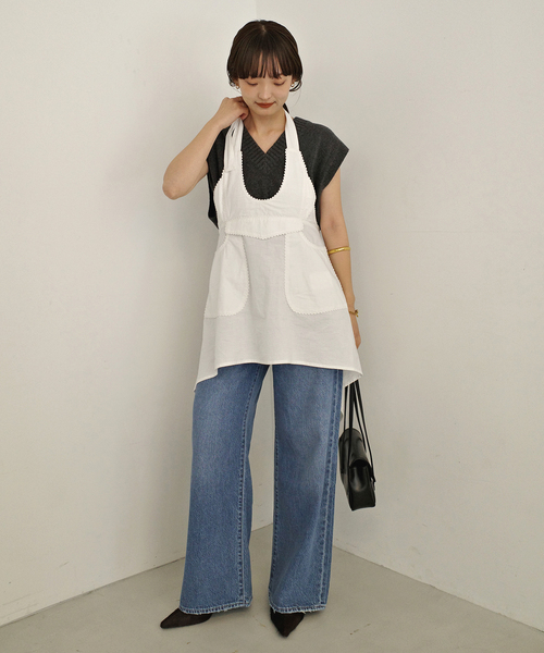 crinkle crinkle crinkle(クリンクルクリンクルクリンクル)の「crinkle crinkle crinkle apron gilet blouse CC-5006(シャツ/ブラウス・レディース・ホワイト・FREE)」の13枚目の写真