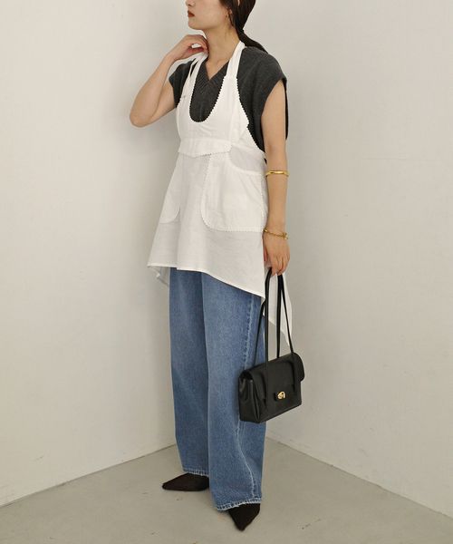 crinkle crinkle crinkle(クリンクルクリンクルクリンクル)の「crinkle crinkle crinkle apron gilet blouse CC-5006(シャツ/ブラウス・レディース・ホワイト・FREE)」の14枚目の写真