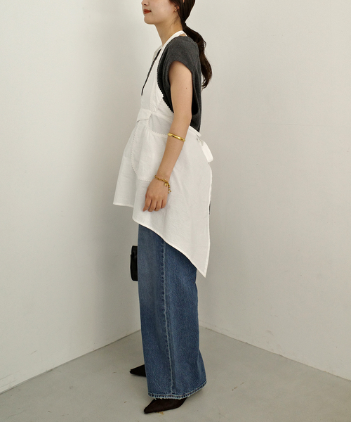crinkle crinkle crinkle(クリンクルクリンクルクリンクル)の「crinkle crinkle crinkle apron gilet blouse CC-5006(シャツ/ブラウス・レディース・ホワイト・FREE)」の15枚目の写真