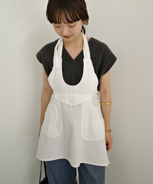 crinkle crinkle crinkle(クリンクルクリンクルクリンクル)の「crinkle crinkle crinkle apron gilet blouse CC-5006(シャツ/ブラウス・レディース・ホワイト・FREE)」の17枚目の写真