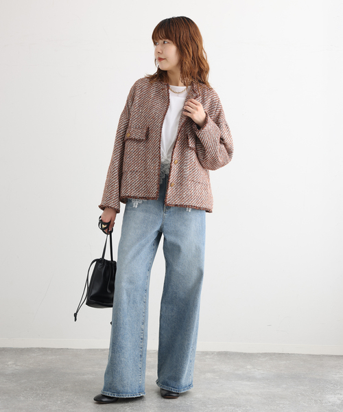 journal standard L'essage(ジャーナルスタンダードレサージュ)の「【一部店舗&WEB限定】GIOLICAツイードドルマンスリーブジャケット(キャメル)(ノーカラージャケット・レディース・キャメル・FREE)」の6枚目の写真