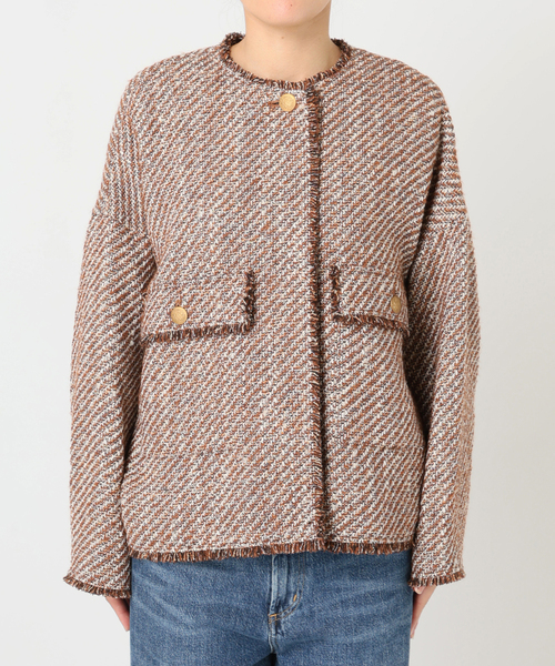 journal standard L'essage(ジャーナルスタンダードレサージュ)の「【一部店舗&WEB限定】GIOLICAツイードドルマンスリーブジャケット(キャメル)(ノーカラージャケット・レディース・キャメル・FREE)」の9枚目の写真