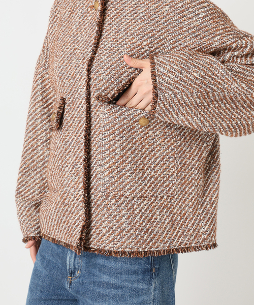 journal standard L'essage(ジャーナルスタンダードレサージュ)の「【一部店舗&WEB限定】GIOLICAツイードドルマンスリーブジャケット(キャメル)(ノーカラージャケット・レディース・キャメル・FREE)」の14枚目の写真