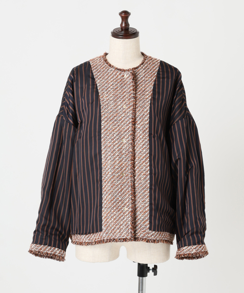 journal standard L'essage(ジャーナルスタンダードレサージュ)の「【一部店舗&WEB限定】GIOLICAツイードドルマンスリーブジャケット(キャメル)(ノーカラージャケット・レディース・キャメル・FREE)」の16枚目の写真