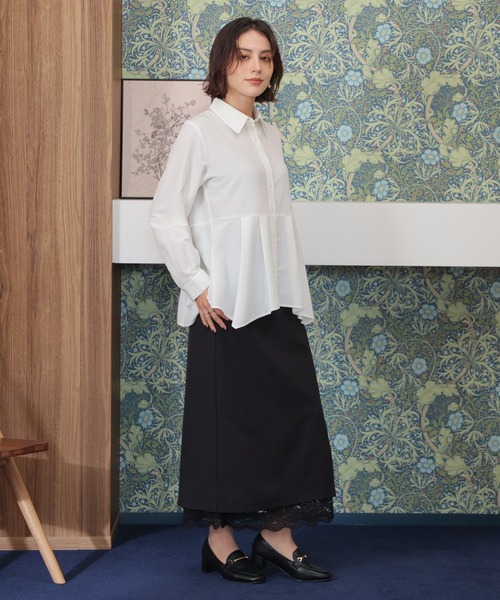 GLACIER lusso(グラシアルッソ)の「裾アシメブラウス(シャツ/ブラウス・レディース・ブルー/ホワイト・M/S/L/LL)」の3枚目の写真