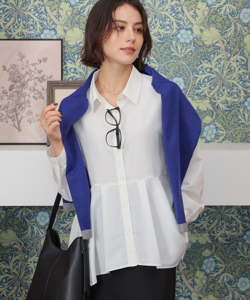 GLACIER lusso(グラシアルッソ)の「裾アシメブラウス(シャツ/ブラウス・レディース・ブルー/ホワイト・M/S/L/LL)」の4枚目の写真