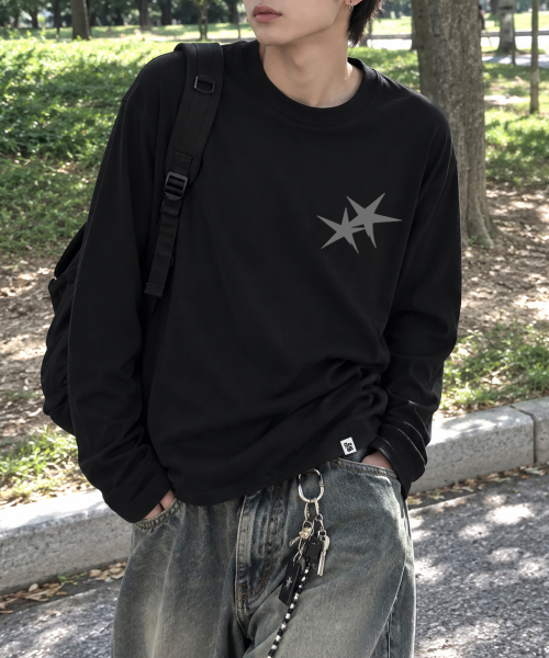 GRAVER ORDINARY（グレイバーオーディナリー）の「[UNISEX] SIM SLEEVE ロングスリーブ Tシャツ_3color（Tシャツ/カットソー・レディース・チャコール・MEDIUM/LARGE）」の5枚目の写真