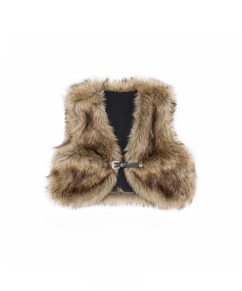 NO EXTRA TOUCH(ノー・エクストラ・タッチ)の「Belted Fur Vest (Brown) / 26FWKV001BR(ベスト・レディース・ブラウン・SMALL/MEDIUM)」の3枚目の写真