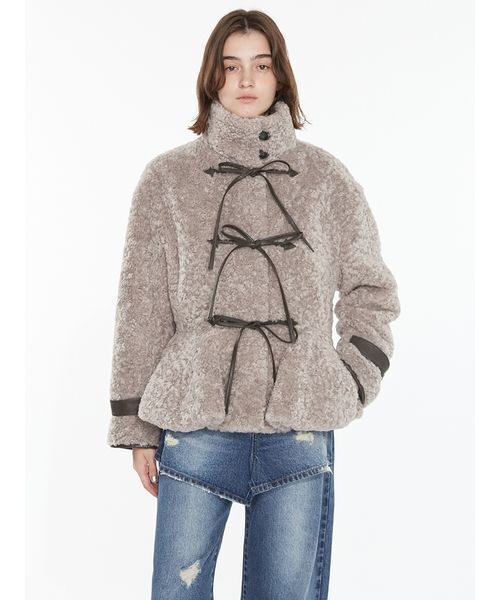 SORIN(ソリン )の「Boa Fur Peplum Jacket / ボアファーペプラムジャケット(テーラードジャケット・レディース・グレー/オフホワイト/ブラック・38)」の10枚目の写真