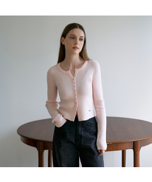 Slim Rib Cardigan [Pink]