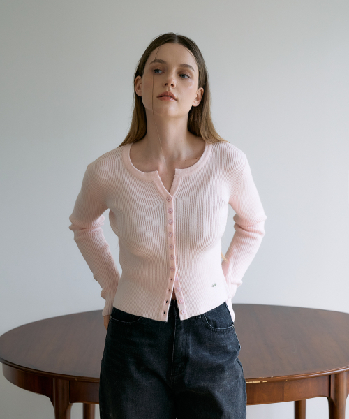 DEHEVE（デヘヴェ）の「Slim Rib Cardigan [Pink]（カーディガン/ボレロ・レディース・PINK・OS）」の9枚目の写真