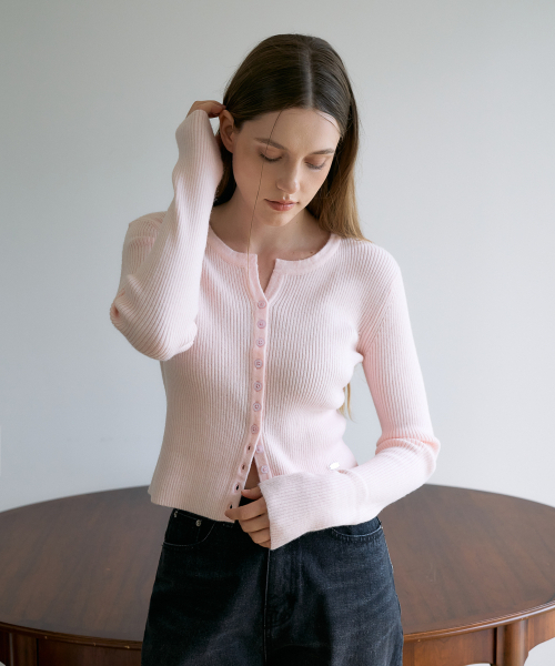 DEHEVE（デヘヴェ）の「Slim Rib Cardigan [Pink]（カーディガン/ボレロ・レディース・PINK・OS）」の10枚目の写真