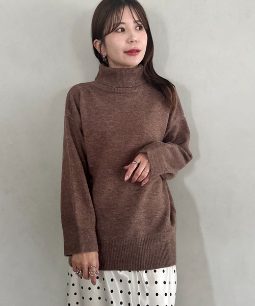 MYMOOD.(マイムード)の「ゆったりシルエットタートルネックニット(ニット/セーター・レディース・チャコールグレー/ブラック/モカ/レッド/アイボリー・FREE)」の12枚目の写真