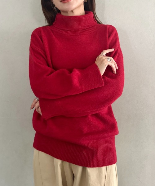 MYMOOD.(マイムード)の「ゆったりシルエットタートルネックニット(ニット/セーター・レディース・チャコールグレー/ブラック/モカ/レッド/アイボリー・FREE)」の19枚目の写真