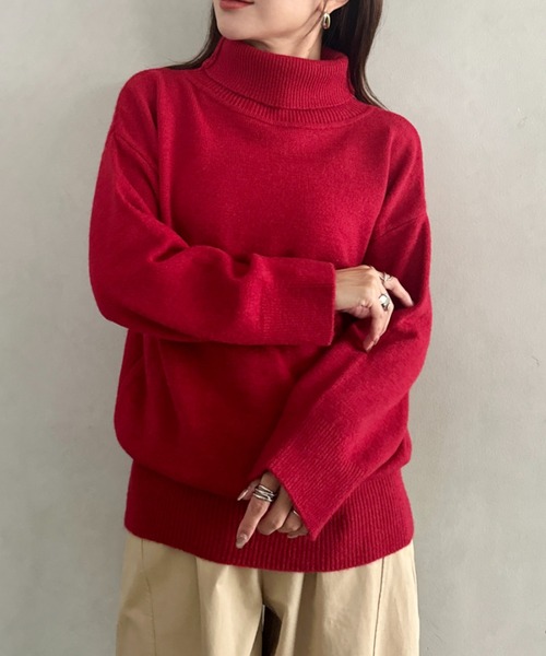 MYMOOD.(マイムード)の「ゆったりシルエットタートルネックニット(ニット/セーター・レディース・チャコールグレー/ブラック/モカ/レッド/アイボリー・FREE)」の20枚目の写真
