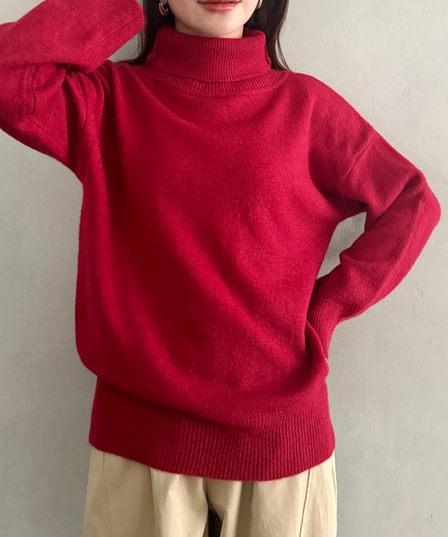 MYMOOD.(マイムード)の「ゆったりシルエットタートルネックニット(ニット/セーター・レディース・チャコールグレー/ブラック/モカ/レッド/アイボリー・FREE)」の21枚目の写真