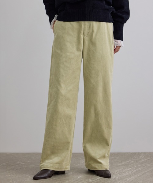 SALON adam et rope'(サロン アダム エ ロペ)の「9W(ウェル)コーデュロイストレートパンツ(その他パンツ・レディース・オリーブ/オフホワイト・S/M)」の2枚目の写真
