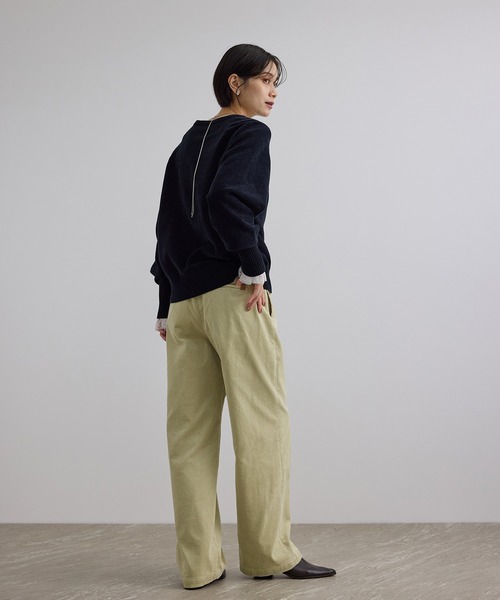 SALON adam et rope'(サロン アダム エ ロペ)の「9W(ウェル)コーデュロイストレートパンツ(その他パンツ・レディース・オリーブ/オフホワイト・S/M)」の5枚目の写真