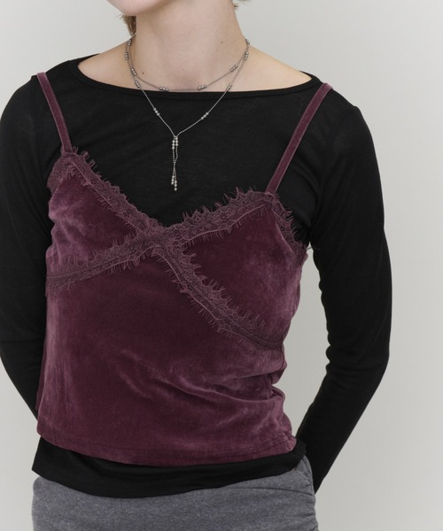 Rohwel(ローウェル)の「Velour Lace Camisole / ベロア レース キャミソール(キャミソール・レディース・パープル/ホワイト/ブラック・FREE)」の13枚目の写真