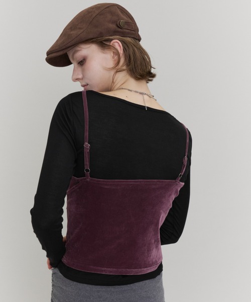 Rohwel(ローウェル)の「Velour Lace Camisole / ベロア レース キャミソール(キャミソール・レディース・パープル/ホワイト/ブラック・FREE)」の11枚目の写真