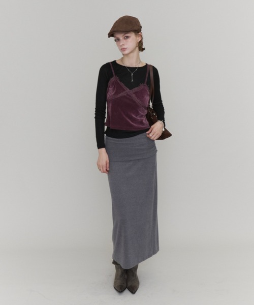 Rohwel(ローウェル)の「Velour Lace Camisole / ベロア レース キャミソール(キャミソール・レディース・パープル/ホワイト/ブラック・FREE)」の14枚目の写真