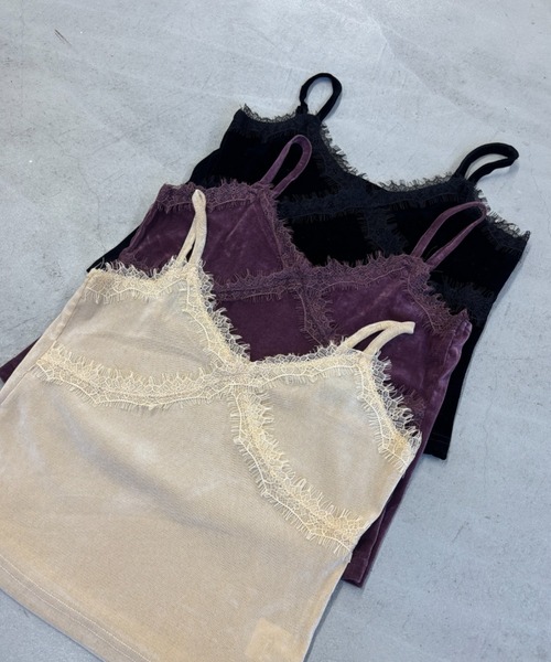 Rohwel(ローウェル)の「Velour Lace Camisole / ベロア レース キャミソール(キャミソール・レディース・パープル/ホワイト/ブラック・FREE)」の21枚目の写真