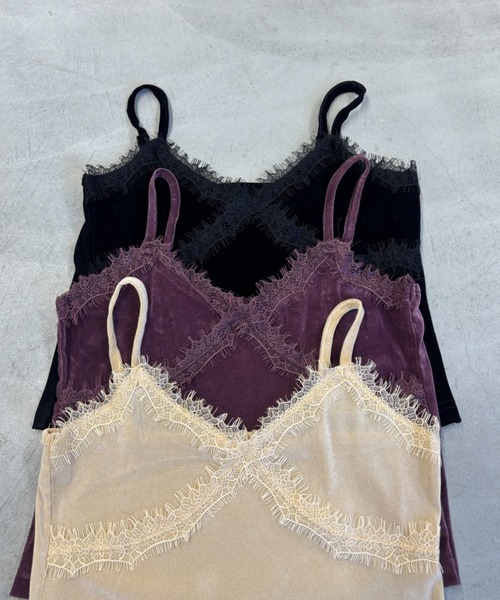 Rohwel(ローウェル)の「Velour Lace Camisole / ベロア レース キャミソール(キャミソール・レディース・パープル/ホワイト/ブラック・FREE)」の22枚目の写真