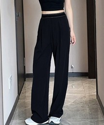 ウエスト配色リラックスワイドパンツ