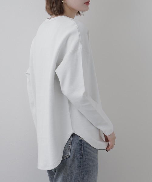 OMNES(オムネス)の「リップルダブルフェイス裾ラウンド長袖Tシャツ(Tシャツ/カットソー・レディース・ホワイト・FREE)」の3枚目の写真