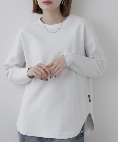 OMNES(オムネス)の「リップルダブルフェイス裾ラウンド長袖Tシャツ(Tシャツ/カットソー・レディース・ホワイト・FREE)」の5枚目の写真