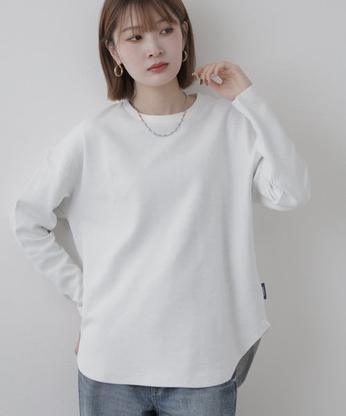 OMNES(オムネス)の「リップルダブルフェイス裾ラウンド長袖Tシャツ(Tシャツ/カットソー・レディース・ホワイト・FREE)」の6枚目の写真