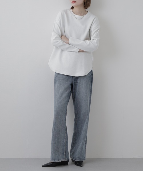 OMNES(オムネス)の「リップルダブルフェイス裾ラウンド長袖Tシャツ(Tシャツ/カットソー・レディース・ホワイト・FREE)」の8枚目の写真