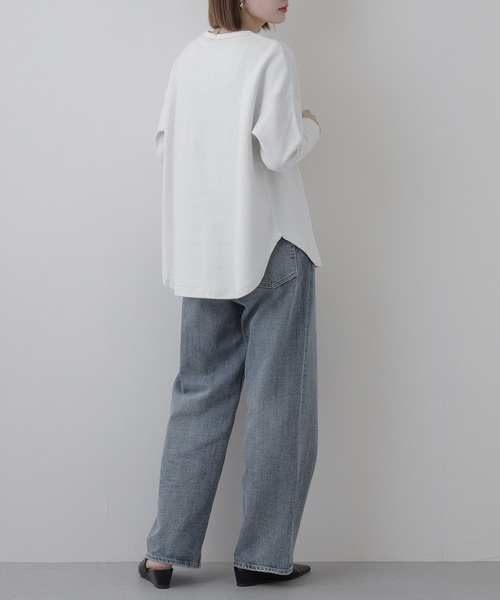 OMNES(オムネス)の「リップルダブルフェイス裾ラウンド長袖Tシャツ(Tシャツ/カットソー・レディース・ホワイト・FREE)」の10枚目の写真