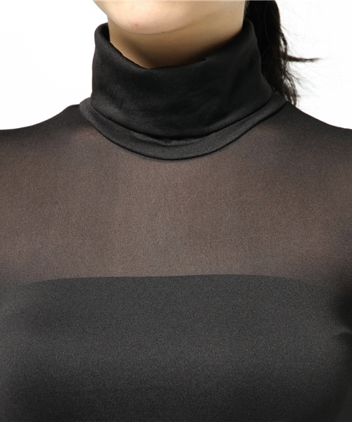 MOUSSY（マウジー）の「SHEER TURTLE TOP（Tシャツ/カットソー・レディース・ライトブルー/ブラック/ホワイト・FREE）」の7枚目の写真