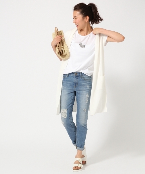 GLOBAL WORK（グローバルワーク）の「レーヨンリネンロングジレ/709291（カーディガン/ボレロ・レディース・ホワイト/グレー/ベージュ/ネイビー・FREE）」の5枚目の写真