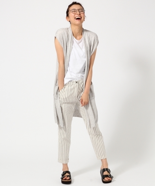 GLOBAL WORK（グローバルワーク）の「レーヨンリネンロングジレ/709291（カーディガン/ボレロ・レディース・ホワイト/グレー/ベージュ/ネイビー・FREE）」の6枚目の写真