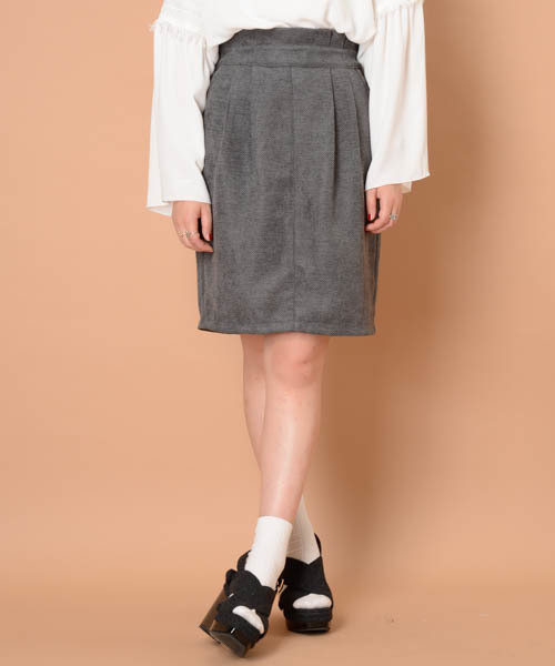 mystic（ミスティック）の「起毛ジャガードウエストフリルタイトスカート（スカート・レディース・ブラック/キャメル/チャコールグレー/グレー・1/2）」の3枚目の写真