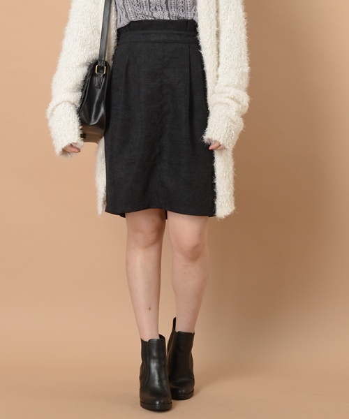 mystic（ミスティック）の「起毛ジャガードウエストフリルタイトスカート（スカート・レディース・ブラック/キャメル/チャコールグレー/グレー・1/2）」の2枚目の写真
