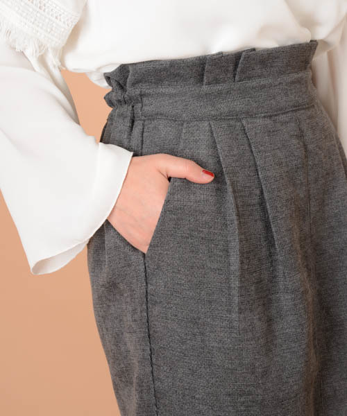 mystic（ミスティック）の「起毛ジャガードウエストフリルタイトスカート（スカート・レディース・ブラック/キャメル/チャコールグレー/グレー・1/2）」の18枚目の写真