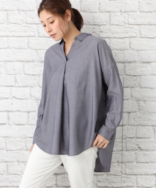 LEPSIM(レプシィム)の「スキッパームジチュニックLS 735333(シャツ/ブラウス・レディース・オフホワイト/ブルー/イエロー・FREE)」の7枚目の写真