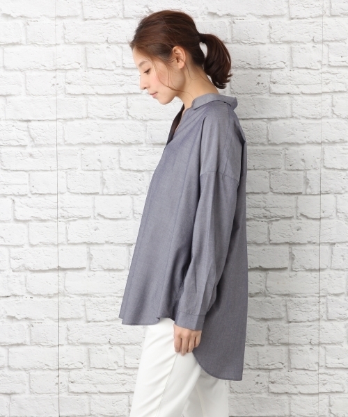 LEPSIM(レプシィム)の「スキッパームジチュニックLS 735333(シャツ/ブラウス・レディース・オフホワイト/ブルー/イエロー・FREE)」の8枚目の写真