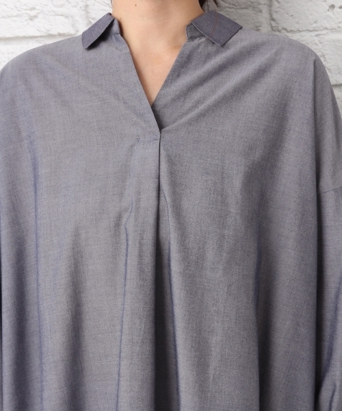 LEPSIM(レプシィム)の「スキッパームジチュニックLS 735333(シャツ/ブラウス・レディース・オフホワイト/ブルー/イエロー・FREE)」の10枚目の写真