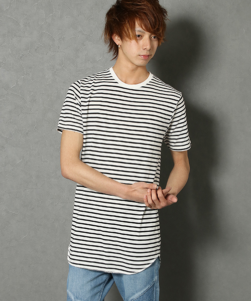 VENCEEXCHANGE（ヴァンスエクスチェンジ）の「天竺ロング丈ラウンドクルーＴ（Tシャツ/カットソー・メンズ・ブラック/その他/オフホワイト・LARGE/MEDIUM）」の3枚目の写真